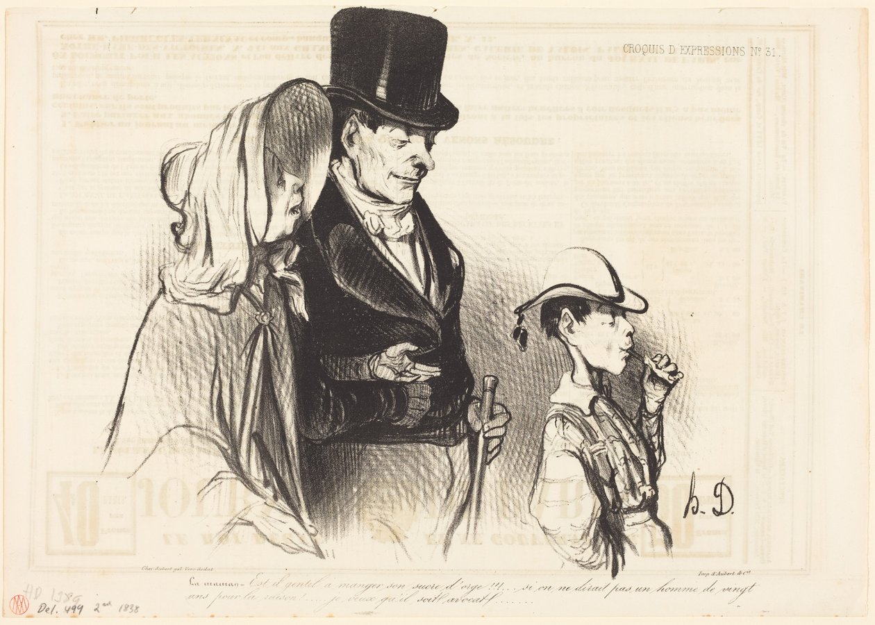Die Mama - Ist es nicht nett, seinen Zuckerstange zu essen! von Honoré Daumier