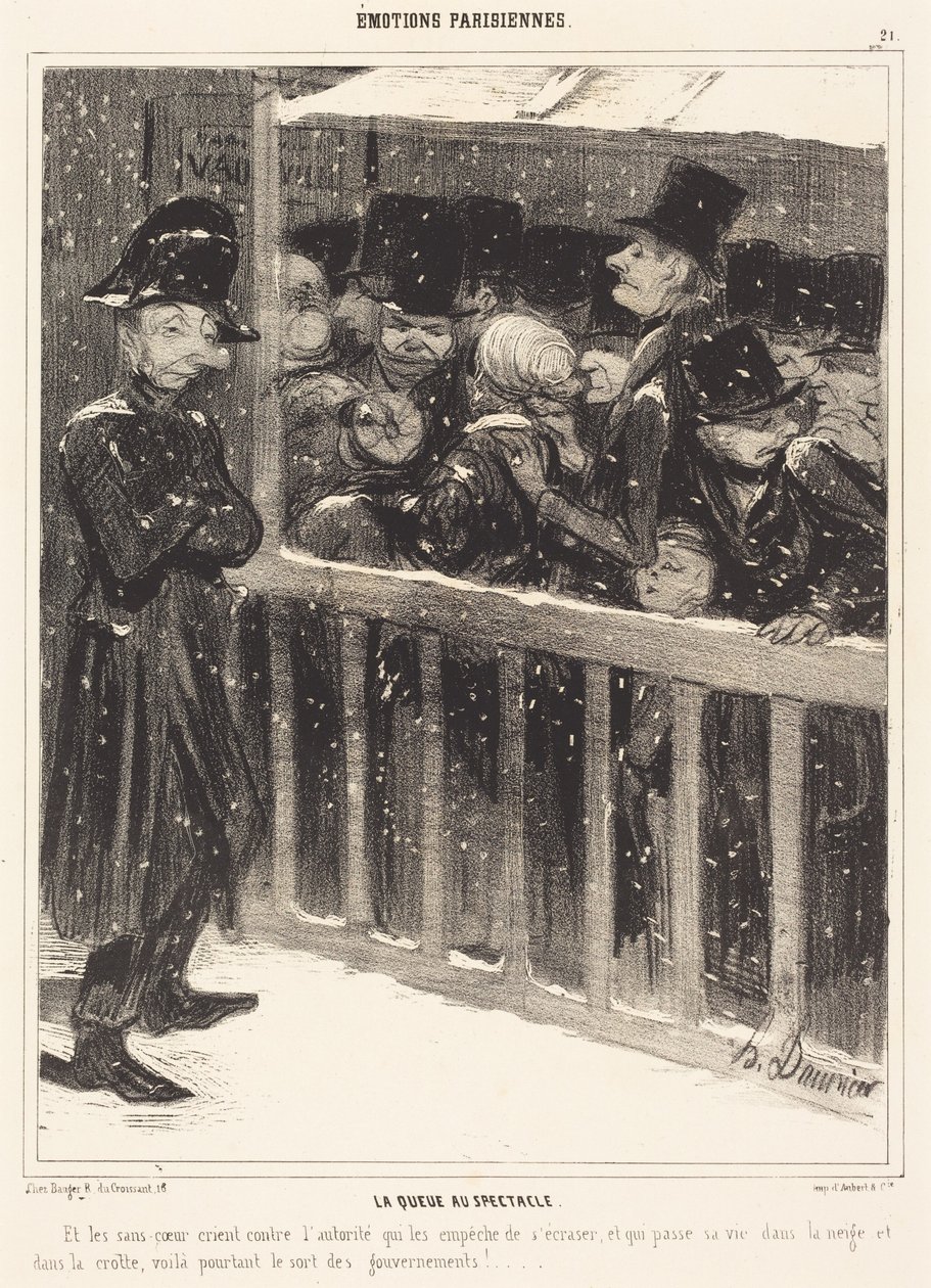 Die Warteschlange vor der Vorstellung von Honoré Daumier