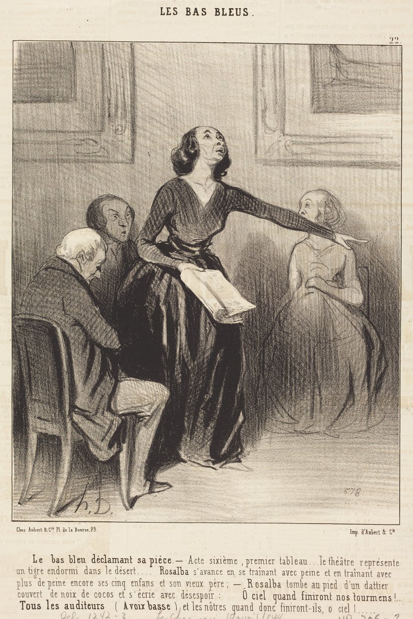 Der Bas-bleu deklamiert sein Stück von Honoré Daumier
