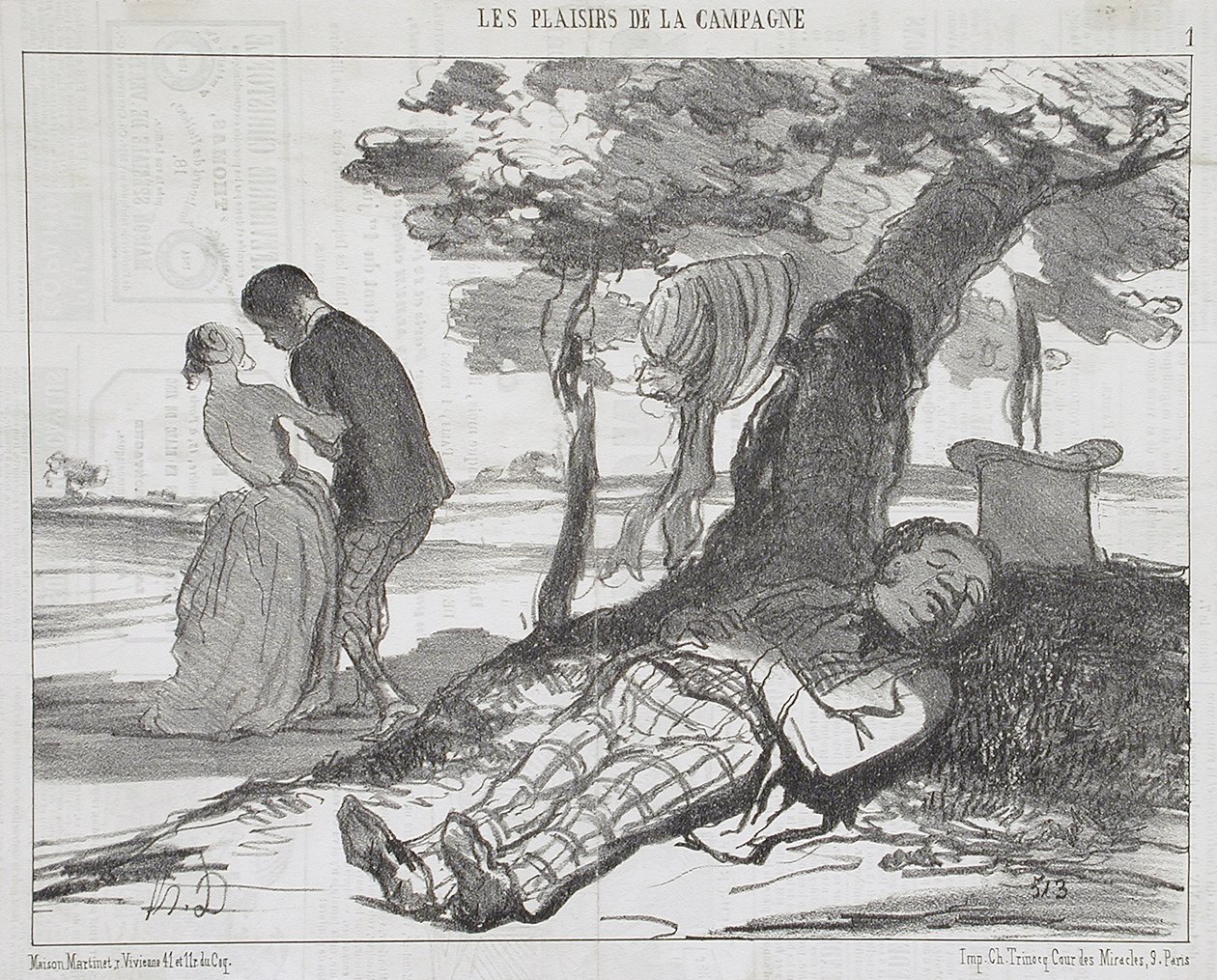 Der Ehemann schläft ein von Honoré Daumier
