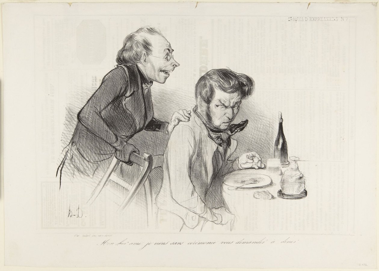 Mein lieber Freund, ich komme ganz ungezwungen, um Sie um ein Abendessen zu bitten von Honoré Daumier
