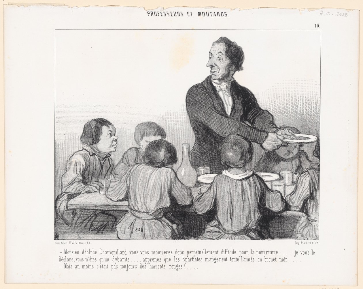Monsieur Adolphe Chamouillard, Sie werden sich also beim Essen immerfort schwierig zeigen.... Ich sage Ihnen, Sie sind nichts als ein Sybarit.... Lernen Sie, dass die Spartaner das ganze Jahr über schwarze Suppe aßen.... - Aber zumindest war es von Honoré Daumier