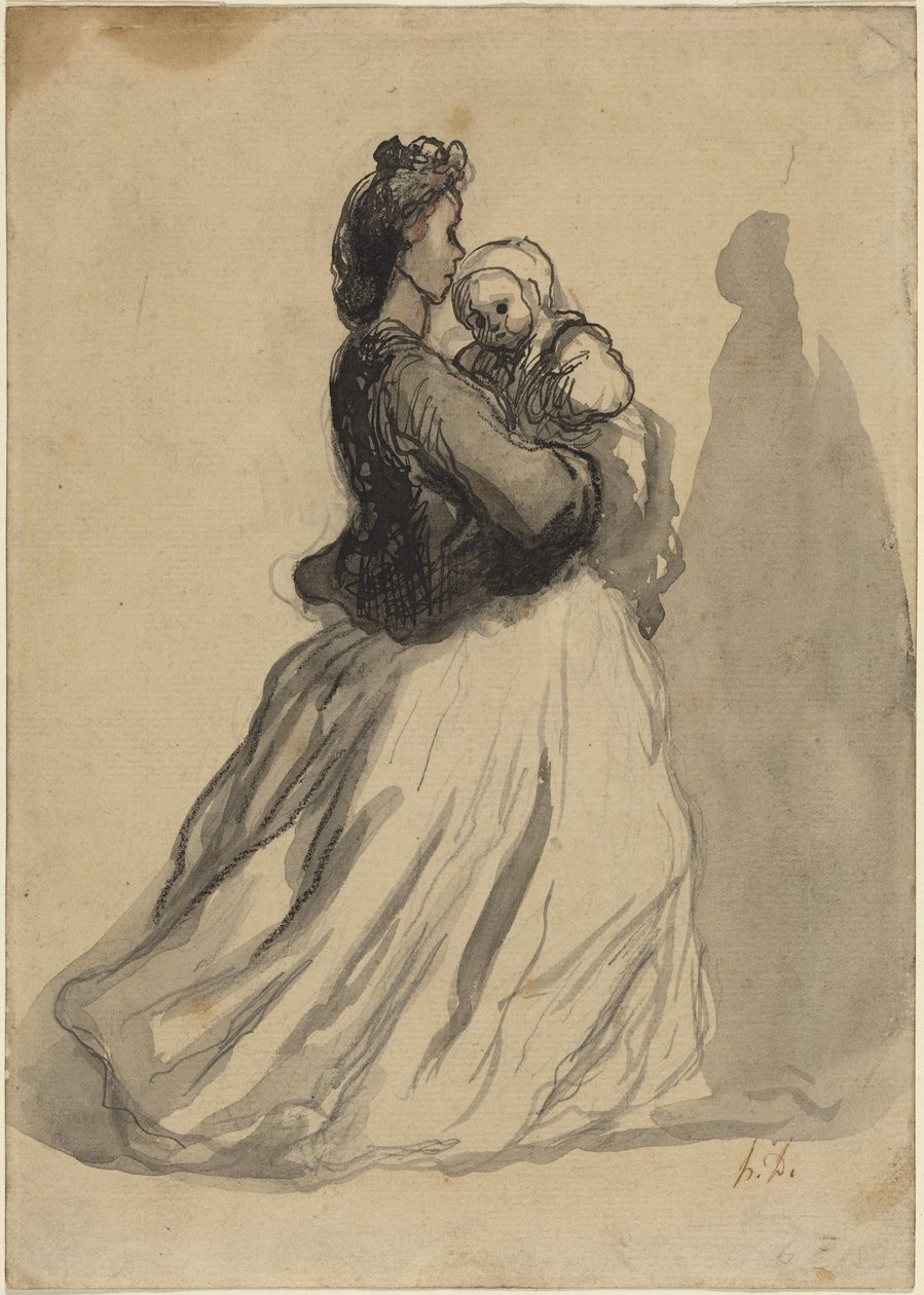 Mutter und Baby von Honoré Daumier