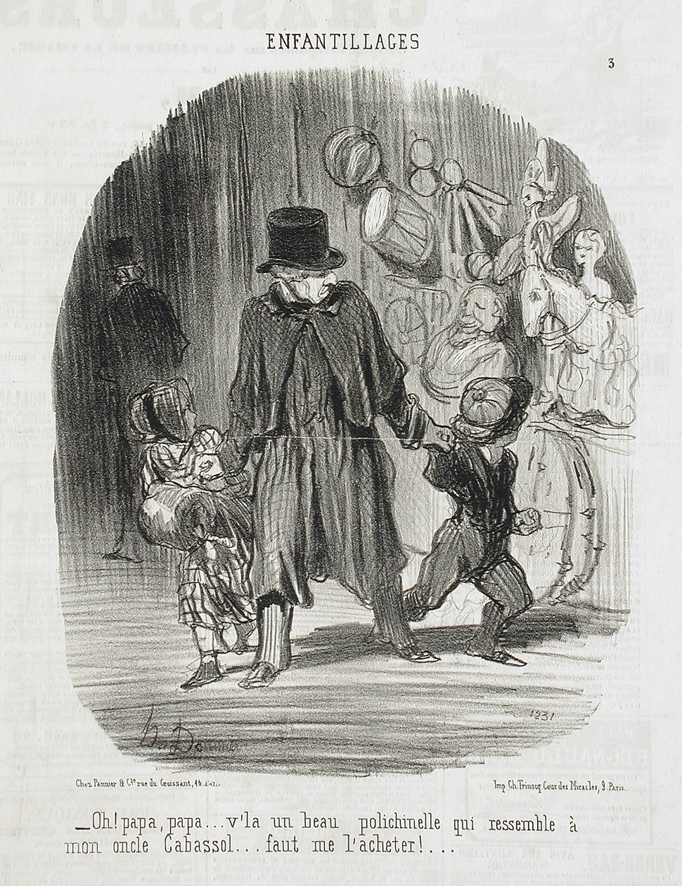 Oh! Papa, Papa ... da ist ein schönes Polichinelle ... von Honoré Daumier