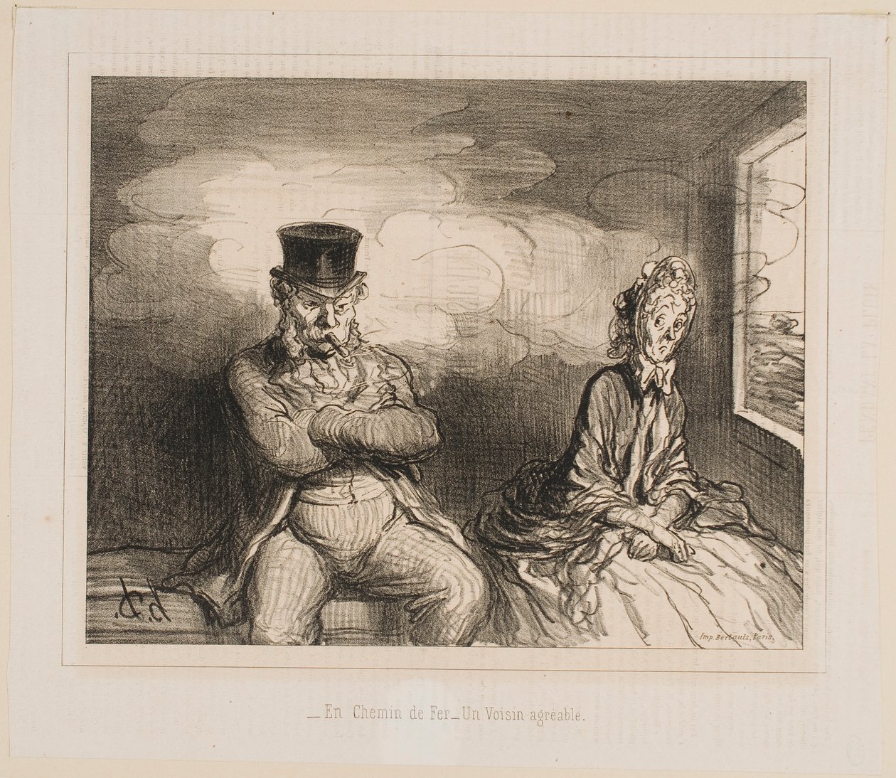 Im Zug... Ein angenehmer Begleiter von Honoré Daumier