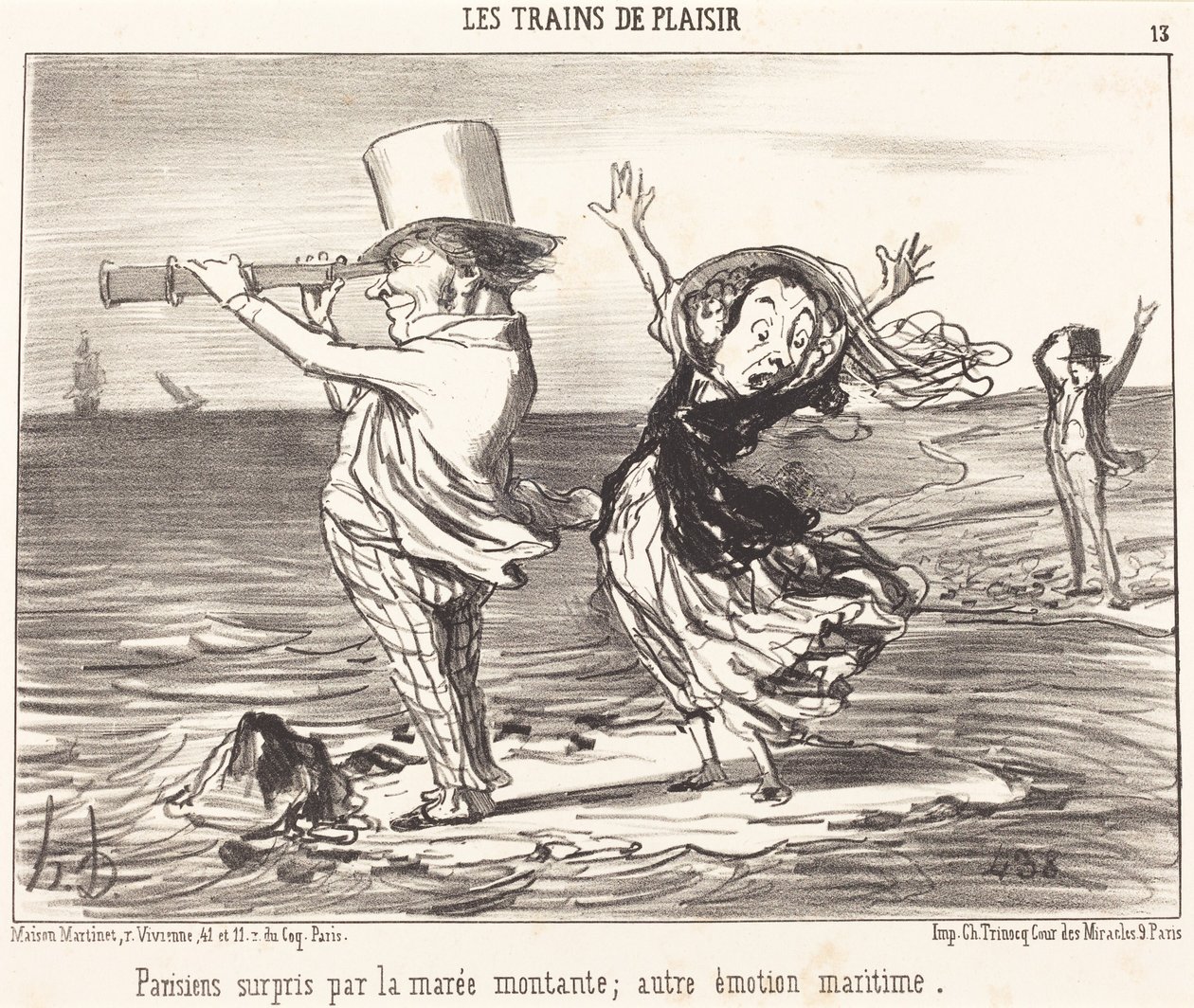 Von der Flut überraschte Pariser... von Honoré Daumier