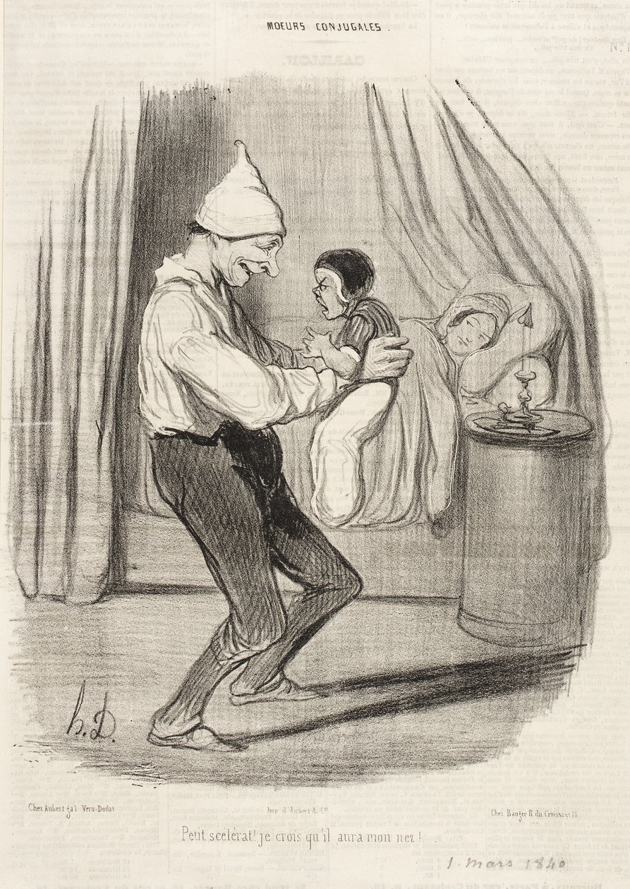 Kleiner Schurke! Ich glaube, er wird meine Nase haben... von Honoré Daumier