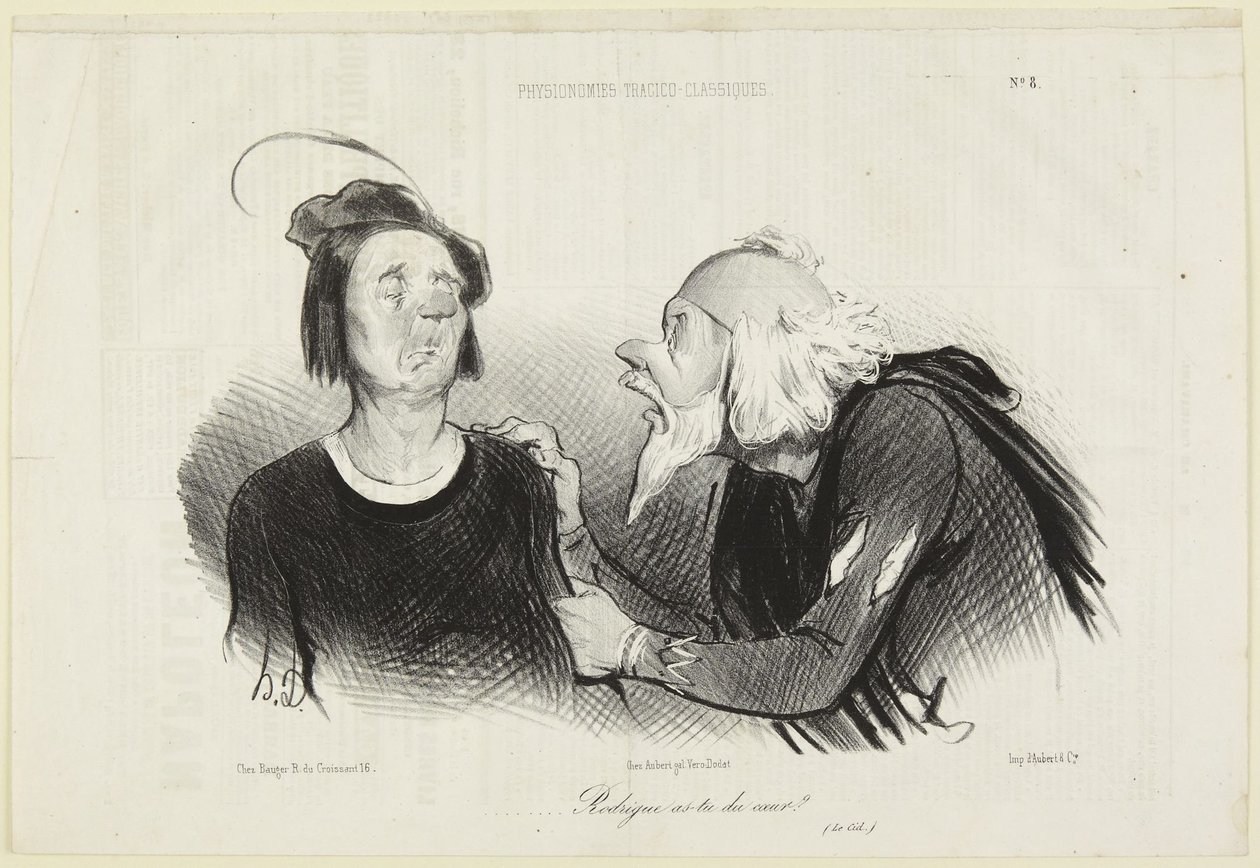Rodrigue, hast du Mut?, Nummer 8 aus der Serie Physionomies Tragico-Classiques aus Le Charivari von Honoré Daumier