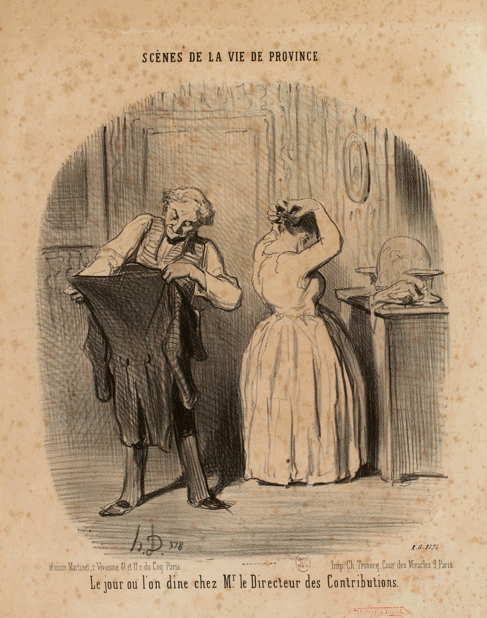 Szenen aus dem Provinzleben. Der Tag, an dem man bei Herrn Direktor zu Abend isst von Honoré Daumier
