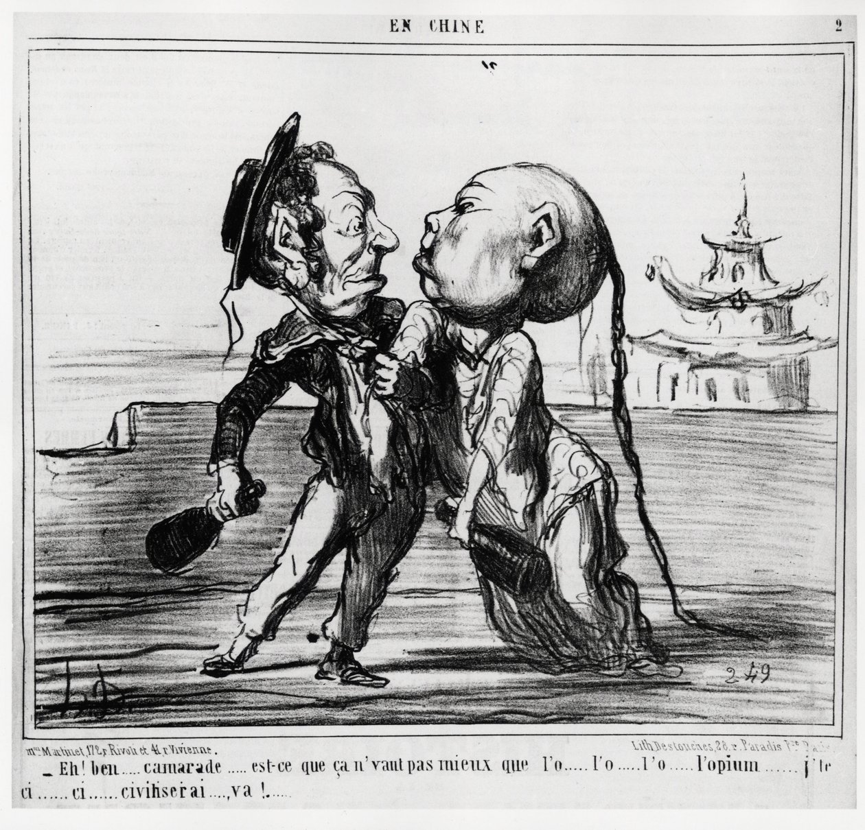 Zweiter Opiumkrieg (1856-1860), 1858 stimmte die chinesische Regierung unter französisch-britischem Druck zu, den Opiumhandel zu legalisieren: Eh! Nun, Kamerad... Ist es nicht besser als das o... l