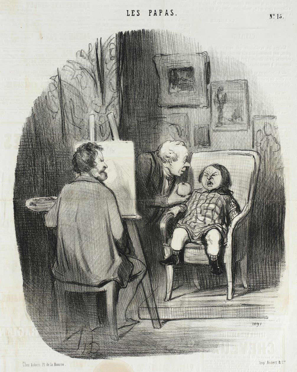 Einzige Möglichkeit, ein Kind mit Frucht posieren zu lassen... von Honoré Daumier