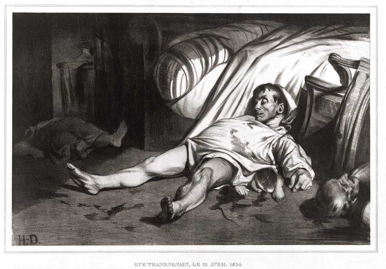 Das Massaker der Rue Transnonain am 14.04.1834 (Lithographie) 1837 von Honoré Daumier