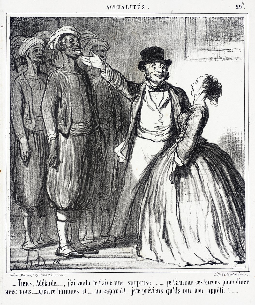 Sieh mal, Adélaïde... ich wollte dich überraschen... von Honoré Daumier