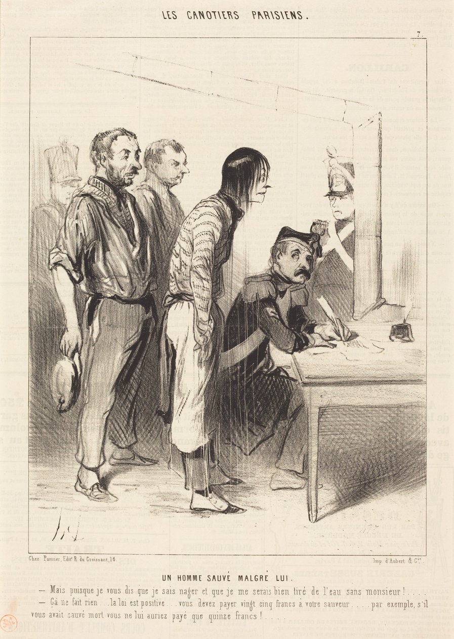Ein Mann, der gegen seinen Willen gerettet wurde von Honoré Daumier