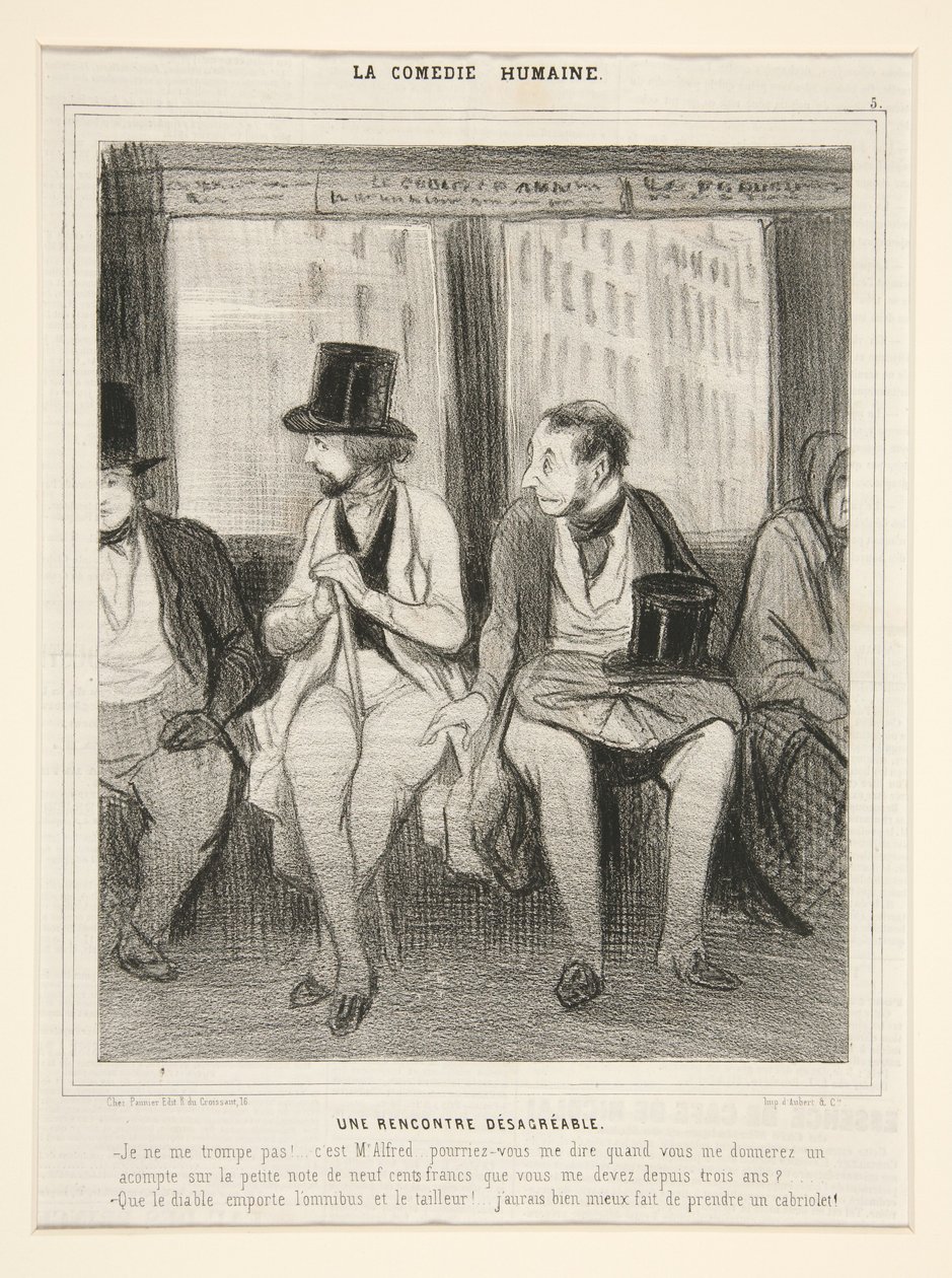 Eine unangenehme Begegnung, aus La Comédie Humaine von Honoré Daumier