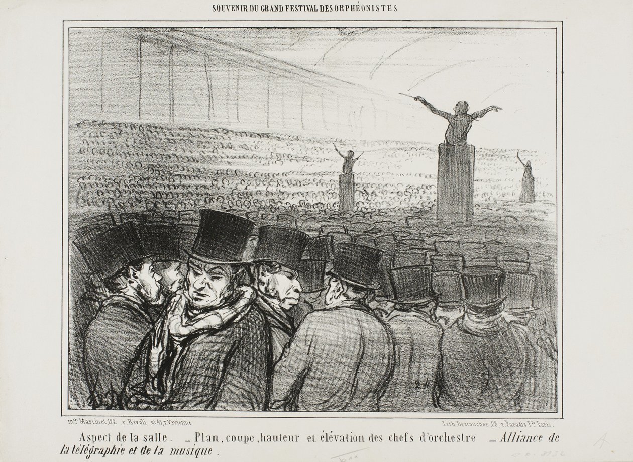 Ansicht des großen Saals, Platte 1 aus Souvenir Du Grand Festival Des Orphéonistes von Honoré Daumier