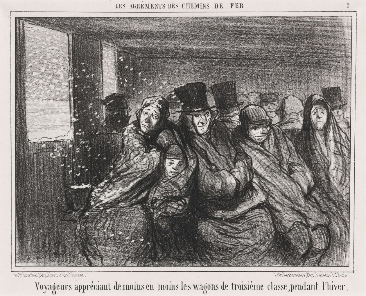 Reisende, die die dritte Klasse immer weniger schätzen... von Honoré Daumier
