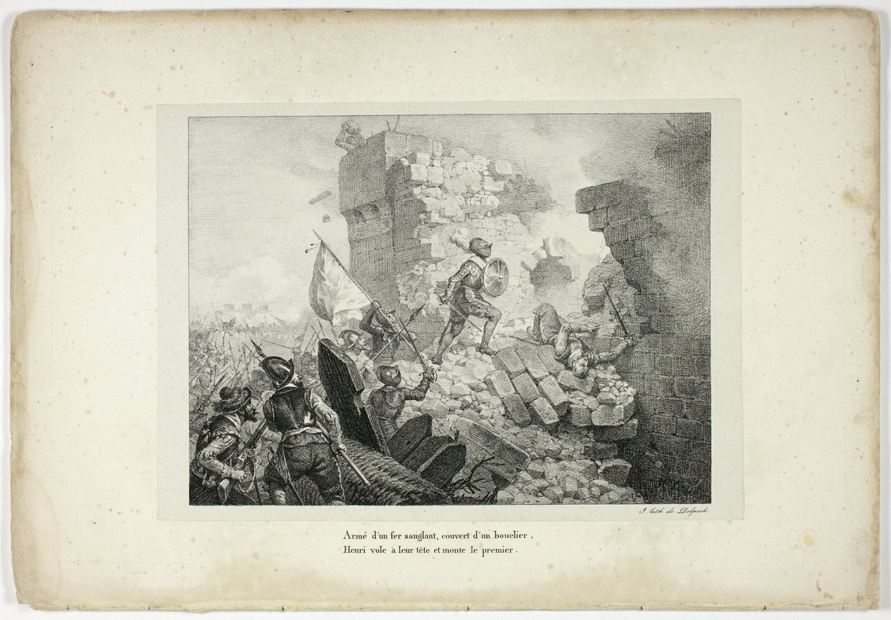 Bewaffnet mit einem blutigen Eisen, bedeckt mit einem Schild von Horace Vernet