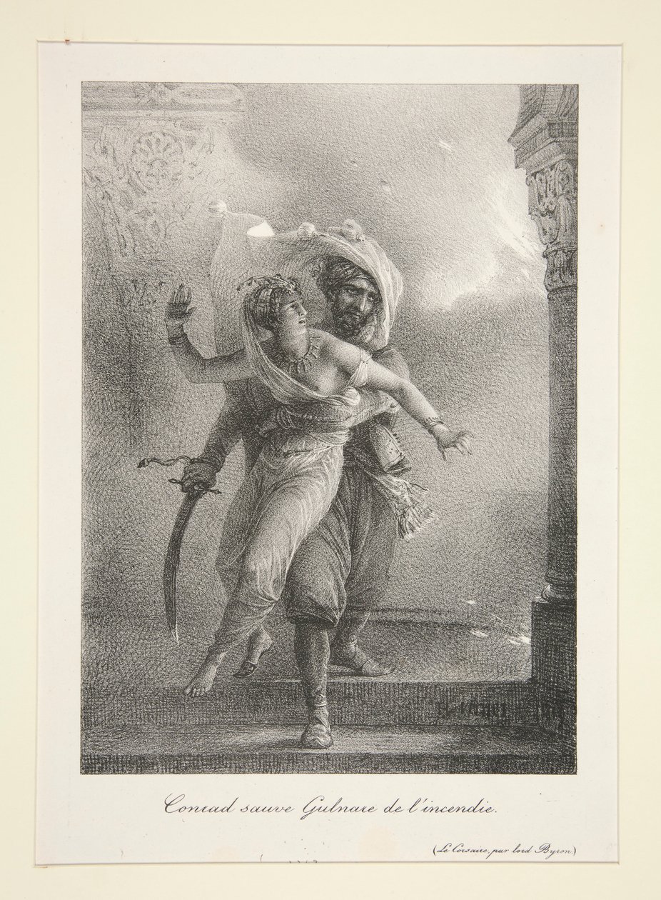 Conrad rettet Gulnare von Emile Jean Horace Vernet
