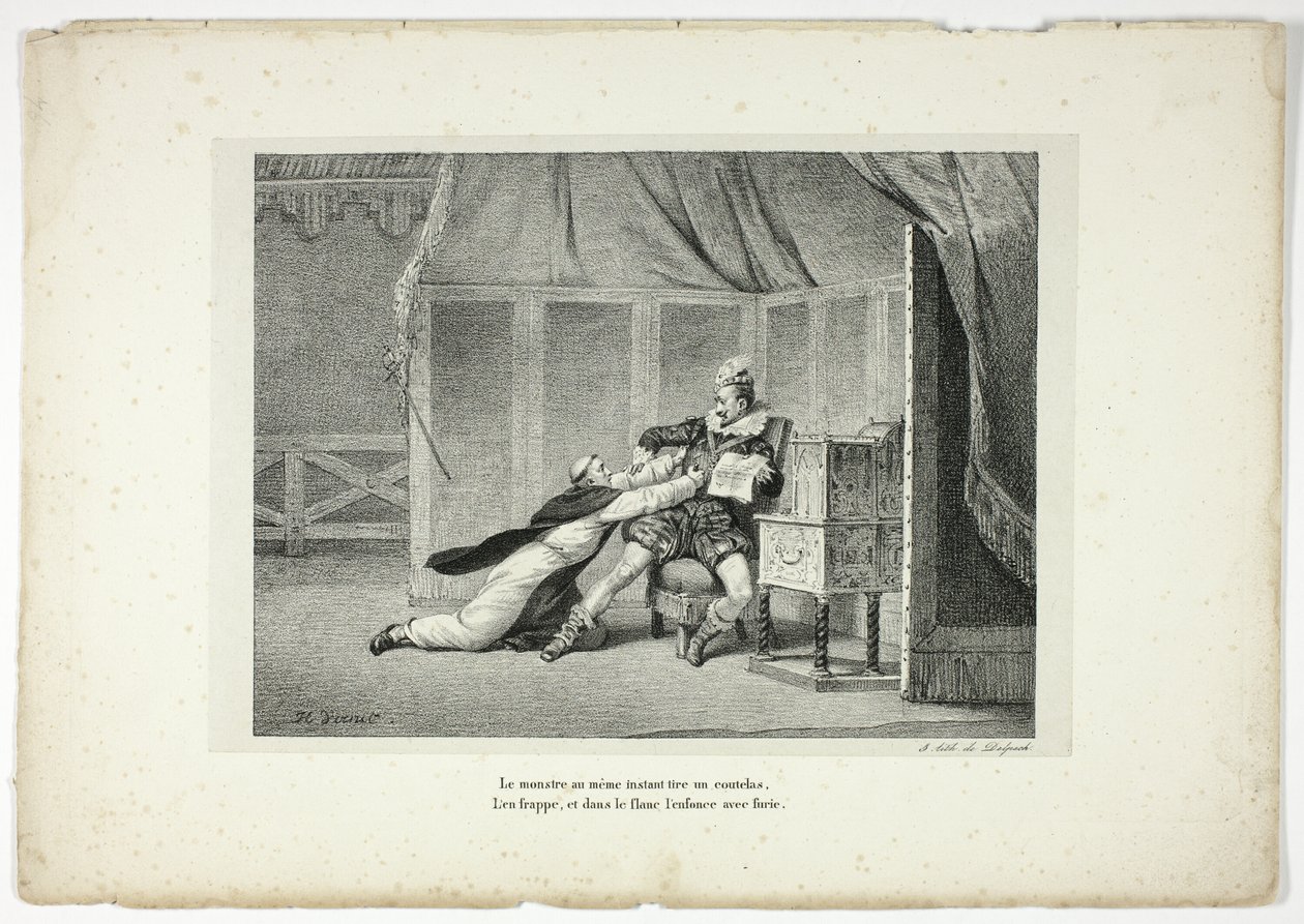 Das Monster zieht im selben Moment ein Messer... von Horace Vernet