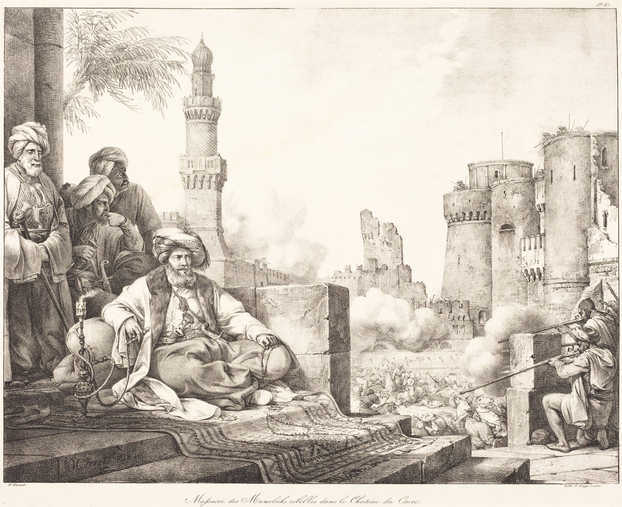 Massaker der rebellischen Mameluken im Schloss von Kairo von Horace Vernet