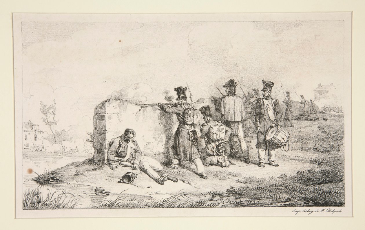 Soldaten in Schützenlinie von Emile Jean Horace Vernet