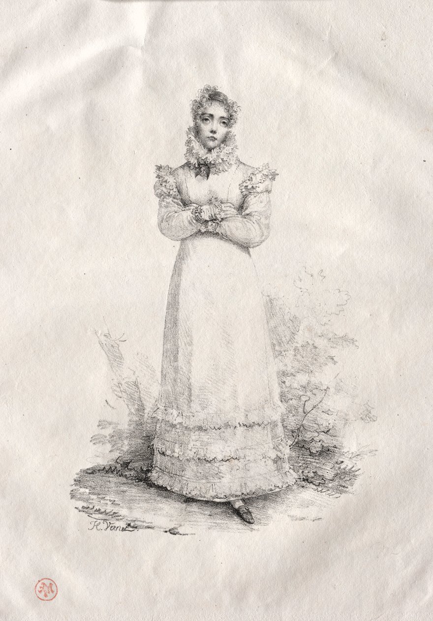Junge Frau stehend von Emile Jean Horace Vernet