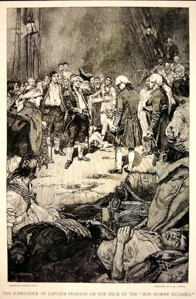 Die Kapitulation von Kapitän Pearson vor John Paul Jones auf dem Deck der Bonhomme Richard im Jahr 1779 von Howard (after) Pyle