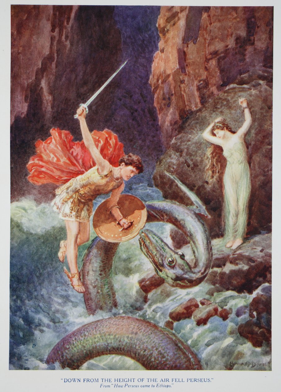 'Vom Himmel fiel Perseus herab' von Howard Davie: Kunstdruck