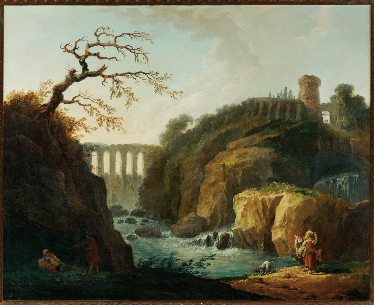 Landschaft mit Aquädukt und Wildbach von Hubert (circle of) Robert