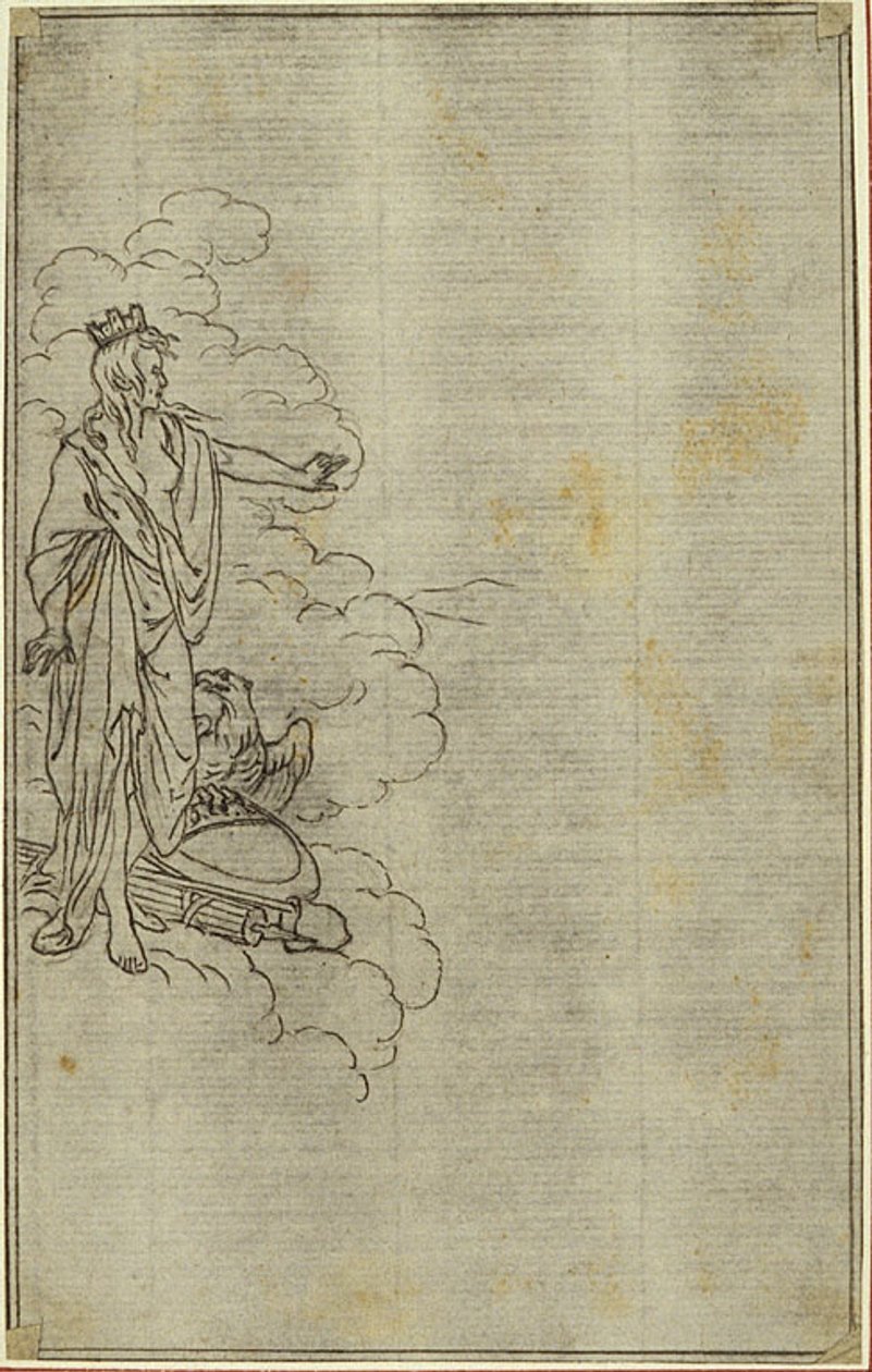 Studie für Lucains "La Pharsale", Gesang I, stehende weibliche Figur mit Krone von Hubert Francois Gravelot