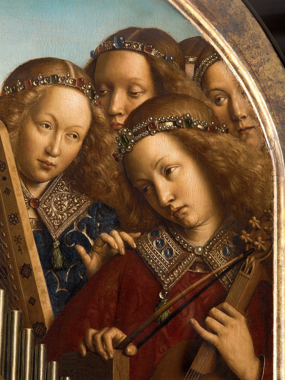 Engelmusiker, Detail vom Genter Altar von Hubert & Jan van (1390 1441) Eyck