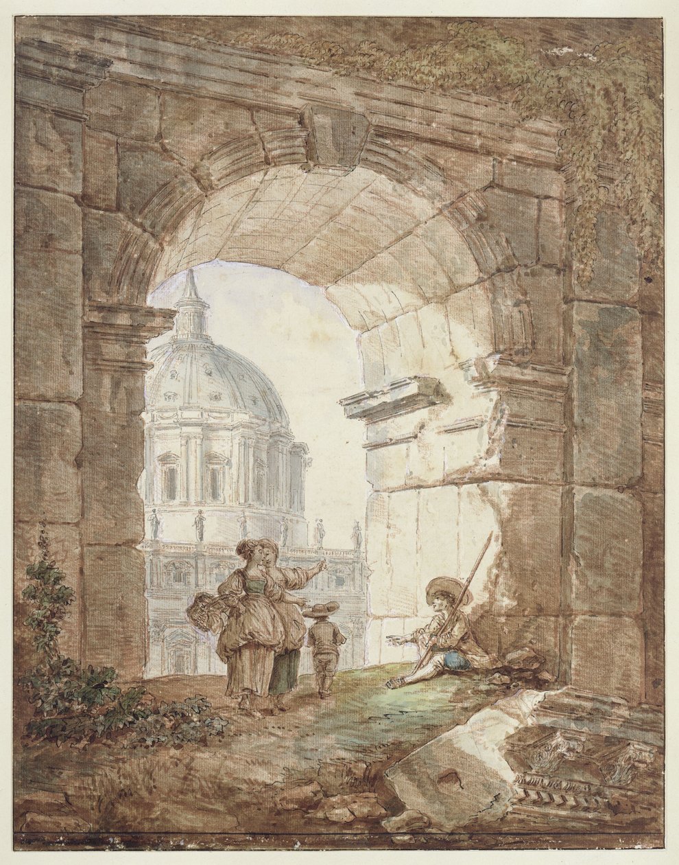 Blick auf St. Peter in Rom (Architektonisches Capriccio) von Hubert Robert