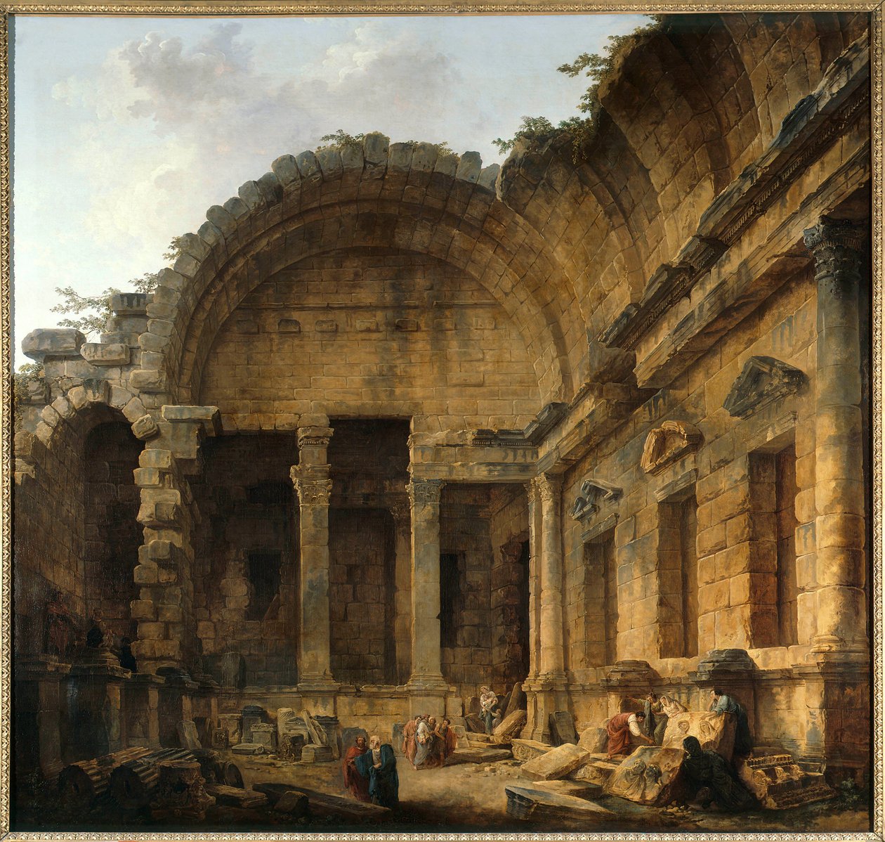 Innenansicht des Tempels der Diana in Nimes von Hubert Robert