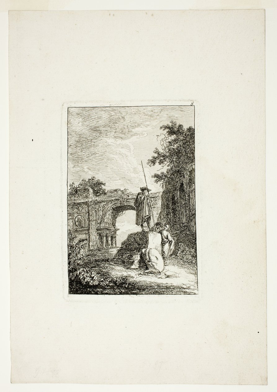 Der Triumphbogen, Tafel acht aus Les Soirées de Rome von Hubert Robert