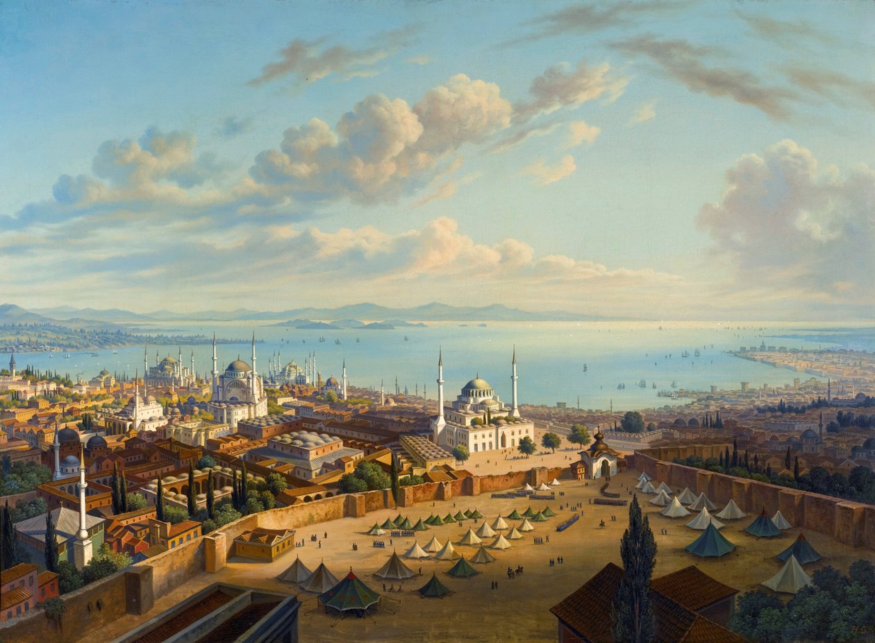 Blick auf Konstantinopel vom Seraskerturm (Bayezid oder Seraskier) von Hubert Sattler