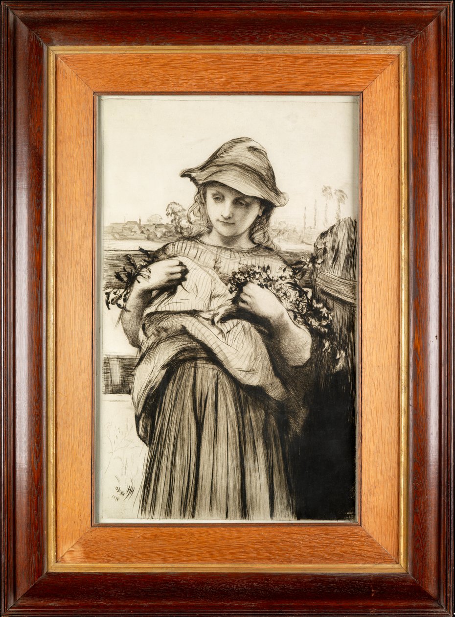 Ein Mädchen mit Blumen von Hubert von Herkomer