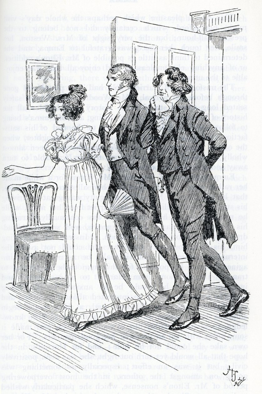 Emma lädt Mr. Elton ein, das Porträt von Harriett zu bewundern von Hugh Thomson