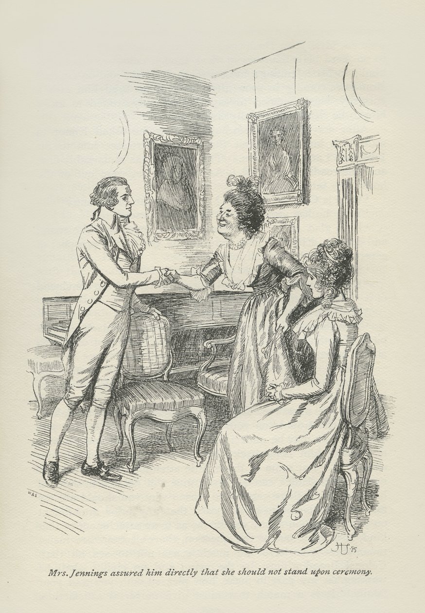 Mrs. Jennings versicherte ihm sofort, dass sie keine Umstände machen würde von Hugh Thomson
