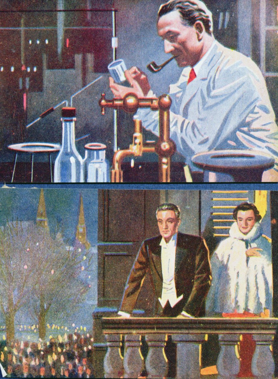 Albert von Szent-Gyorgyi (1893-96) in seinem Labor und feiert seinen Nobelpreisgewinn 1937 von Hungarian School