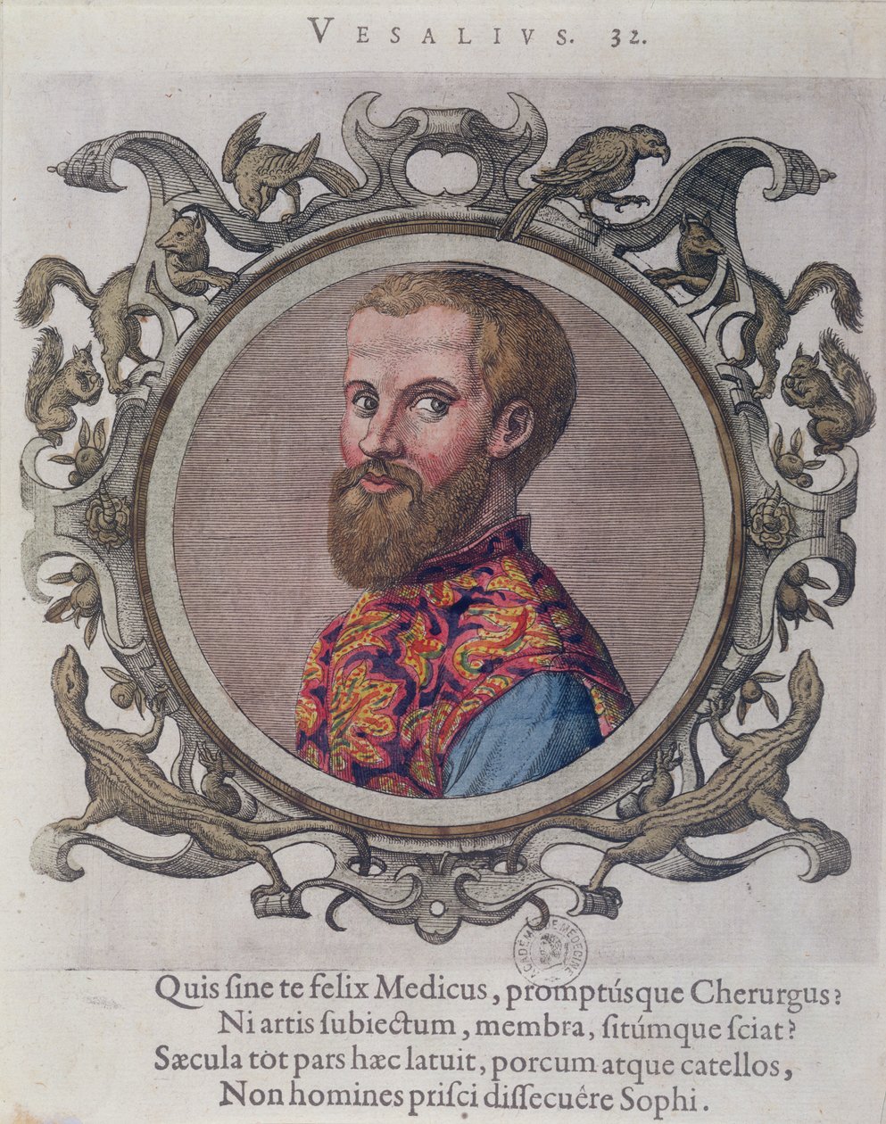 Porträt von Andreas Vesalius (1514-64) aus Receuil des Portraits de Medecins von dem ungarischen Arzt Sambucus, 1574 von Hungarian School