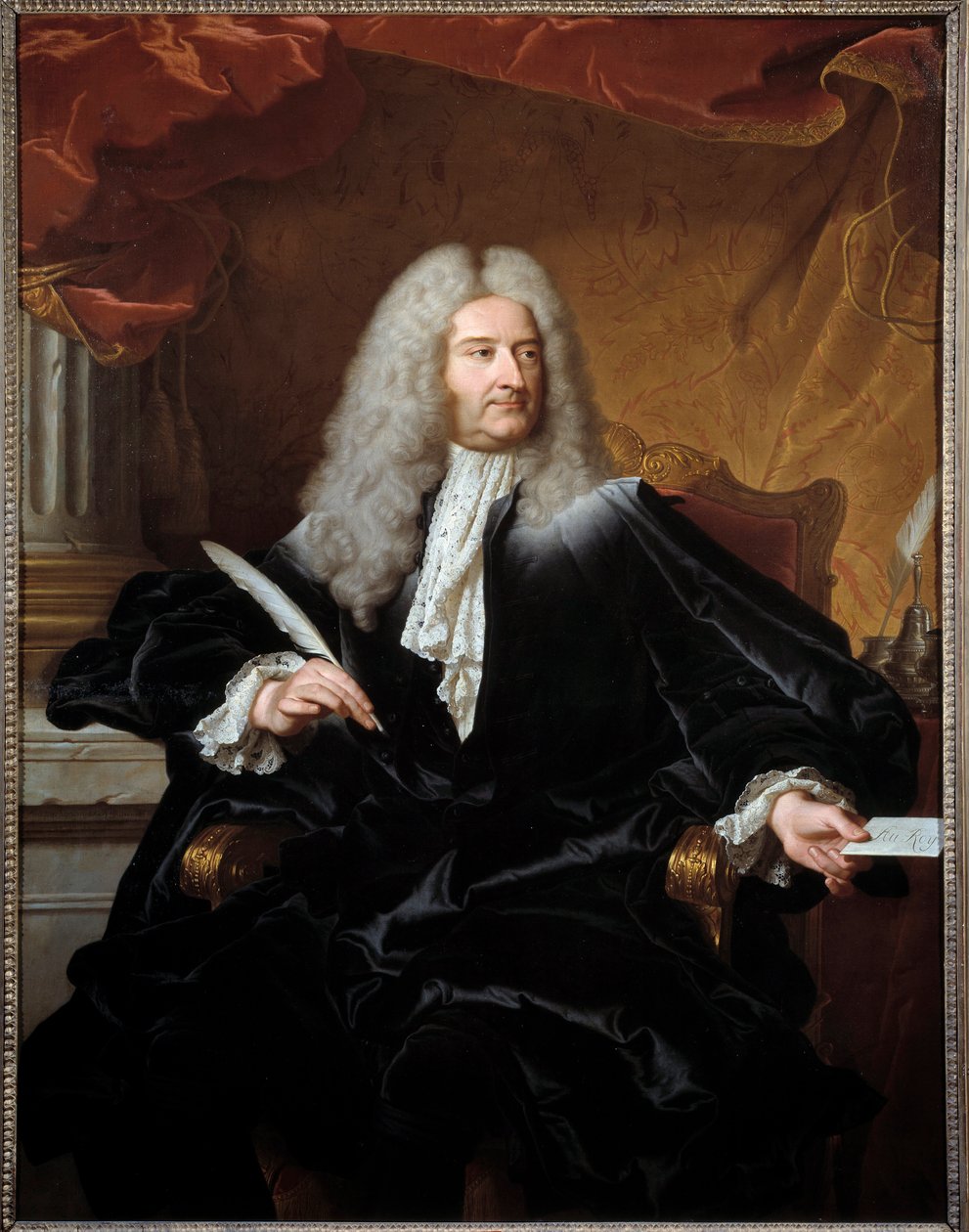 Porträt von Louis Germain de Chauvelin (1685-1762), Marquis de Grosbois, Staatssekretär für auswärtige Angelegenheiten und Siegelbewahrer. Gemälde von Hyacinthe Rigaud (1727) von Hyacinthe Francois Rigaud