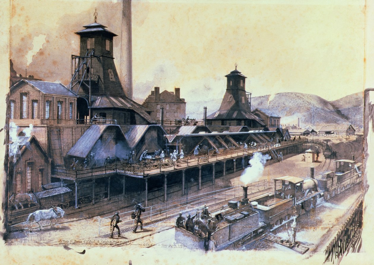 Die Gruben von St. Pierre und St. Paul in Le Creusot, 1866 von Ignace Francois Bonhomme