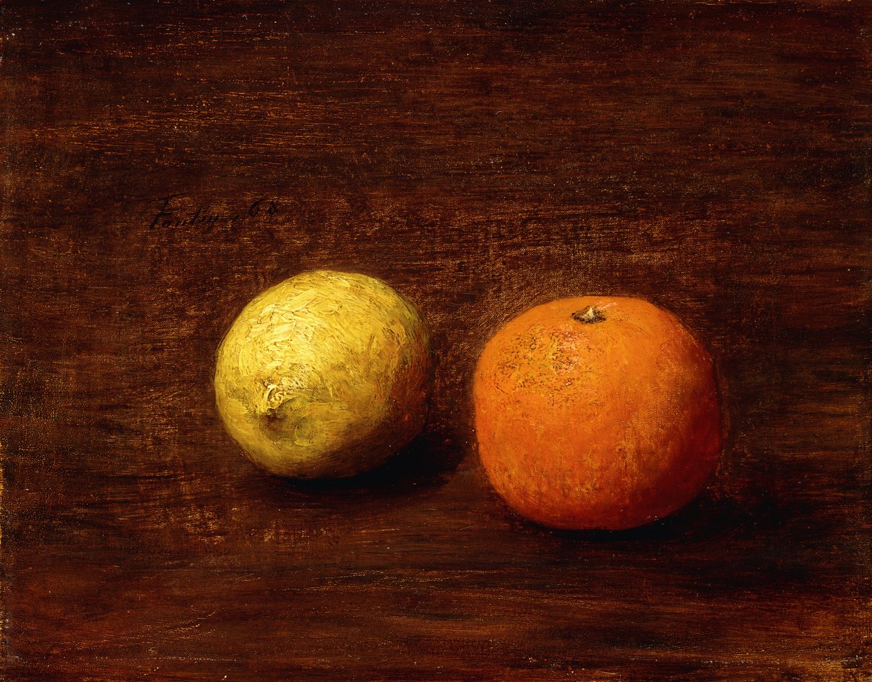 Stillleben, Zitrone und Orange von Ignace Henri Jean Fantin-Latour