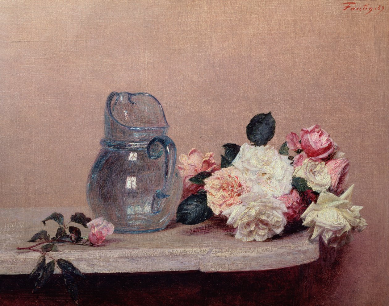 Stillleben mit Rosen, 1889 von Ignace Henri Jean Fantin Latour