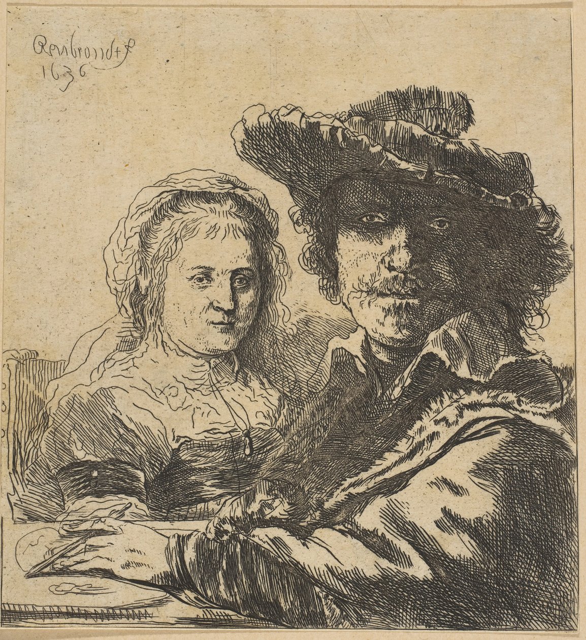Rembrandt und seine Frau (Kopie) von Ignace Joseph de Claussin
