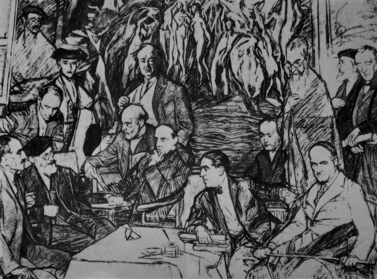 Meine Freunde – 1920/36 – Zeichnung – Kohle / Öl / Leinwand – 234x292 cm von Ignacio Zuloaga y Zabaleta