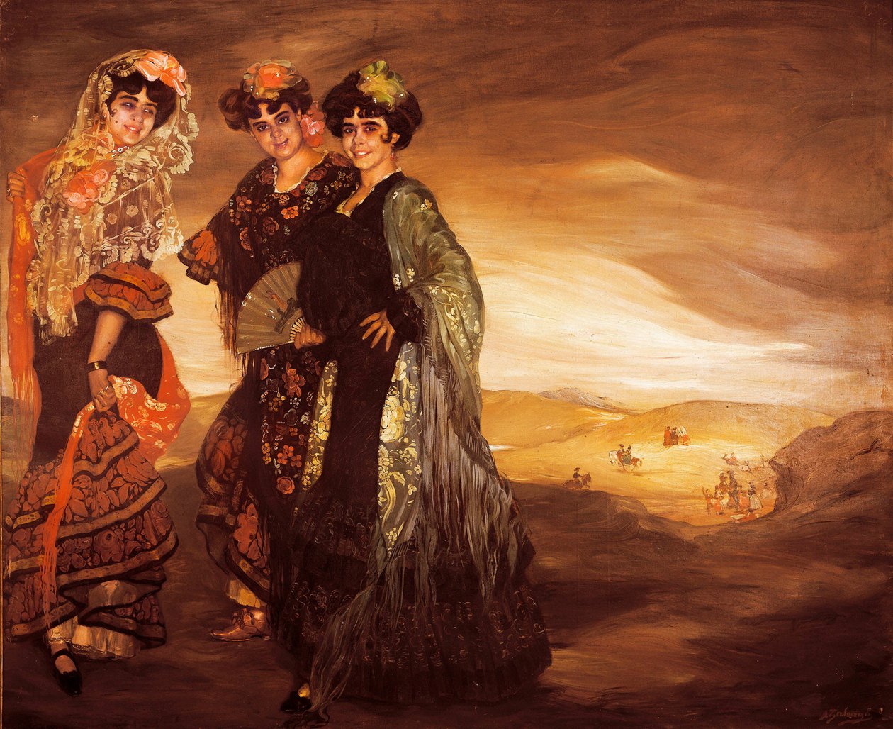 Die drei Cousins (mit den traditionellen spanischen Kostümen der Tänzer) ca. 1903 von Ignacio Zuloaga y Zabaleta