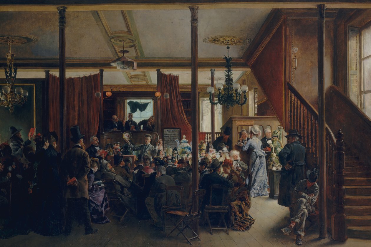 Auktion in Clinton Hall, New York, 1876 von Ignacio de León Escosura
