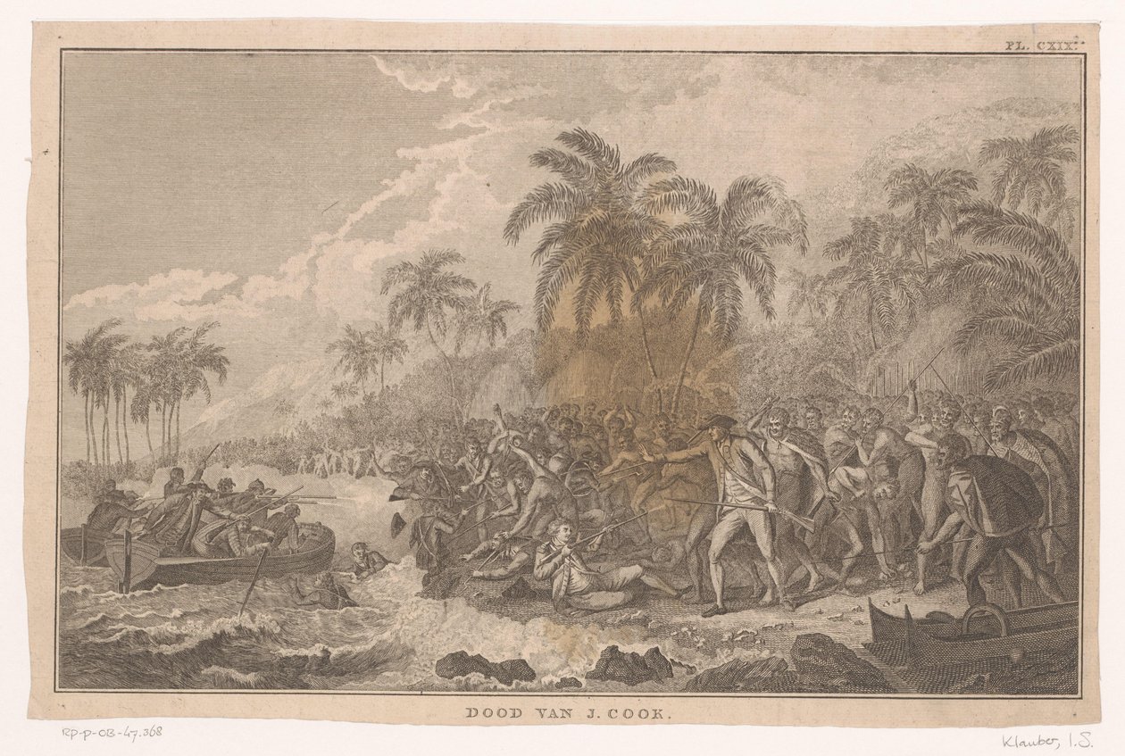 Tod von James Cook während eines Kampfes mit den Einwohnern von Hawaii von Ignaz Sebastian Klauber (possibly)